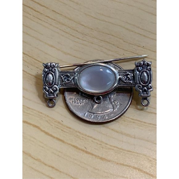 .925 Victorian Art Deco Charm Sterling Silver Pin #brooch #vintage - Picture 2 of 4